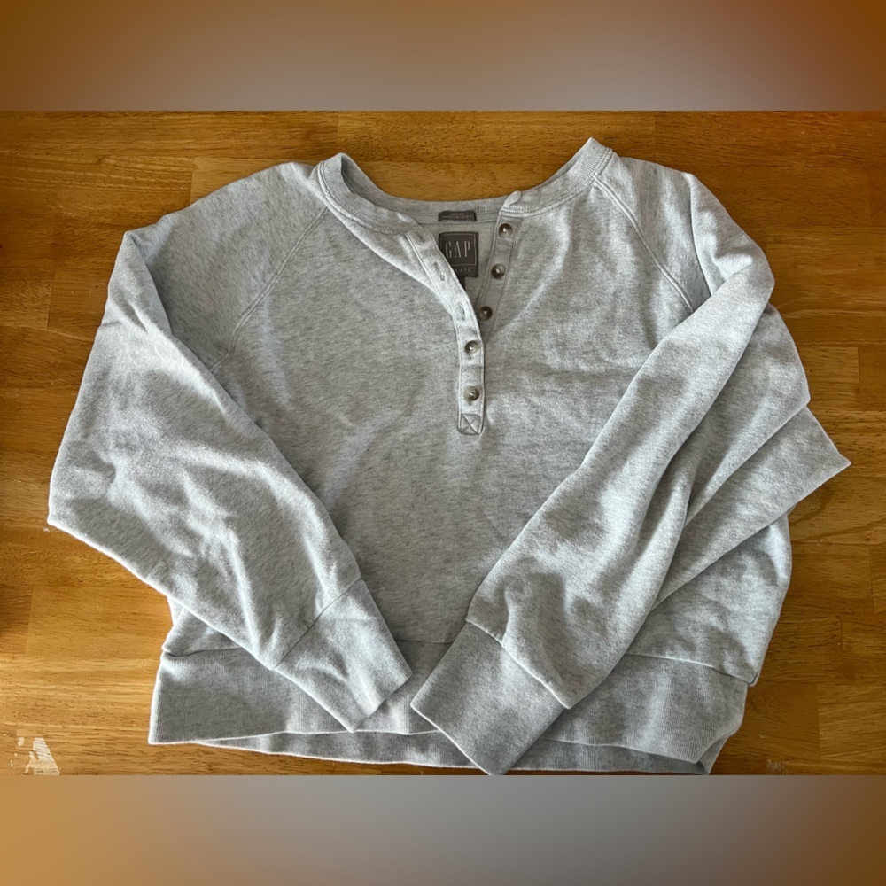GAP Light Gray Henley Sweatshirt Top